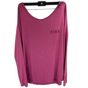 Soft and Sexy Victorias Secret Pink Shirt Size L Slouchy Over Sized Open Back